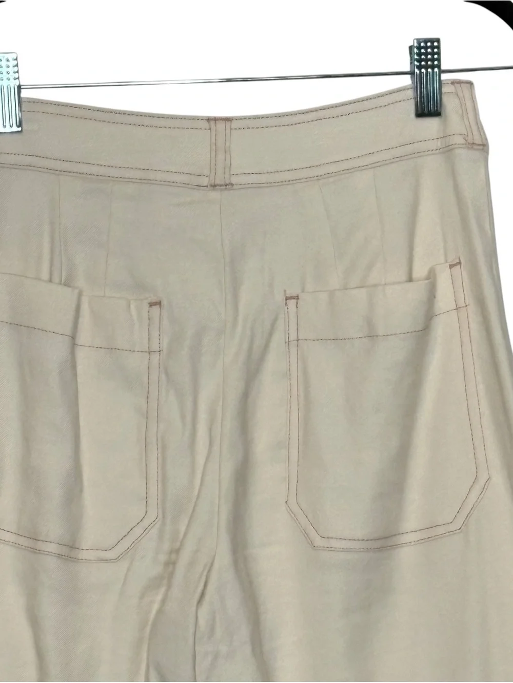 Maeve Ettie Cream High Waist Cropped Wide Leg Jeans Linen | 25